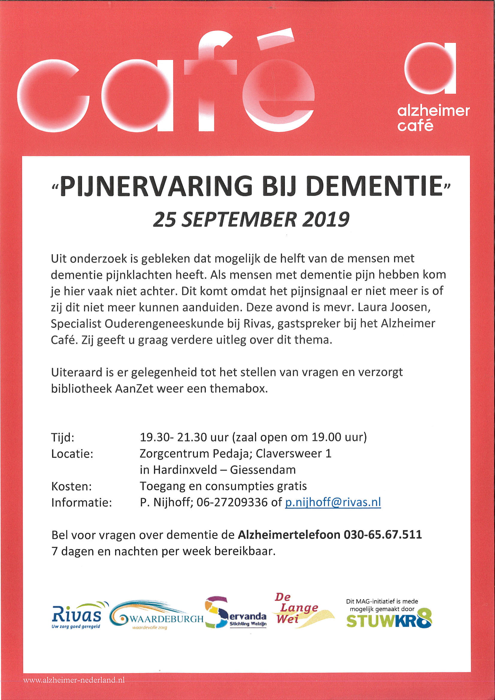 2019 09 25 Alzheimer Café pijnervaring bij dementie 1